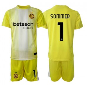 Inter Milan Yann Sommer #1 Portero Segunda Equipación Niños 2025-26 Manga Corta (+ Pantalones cortos)